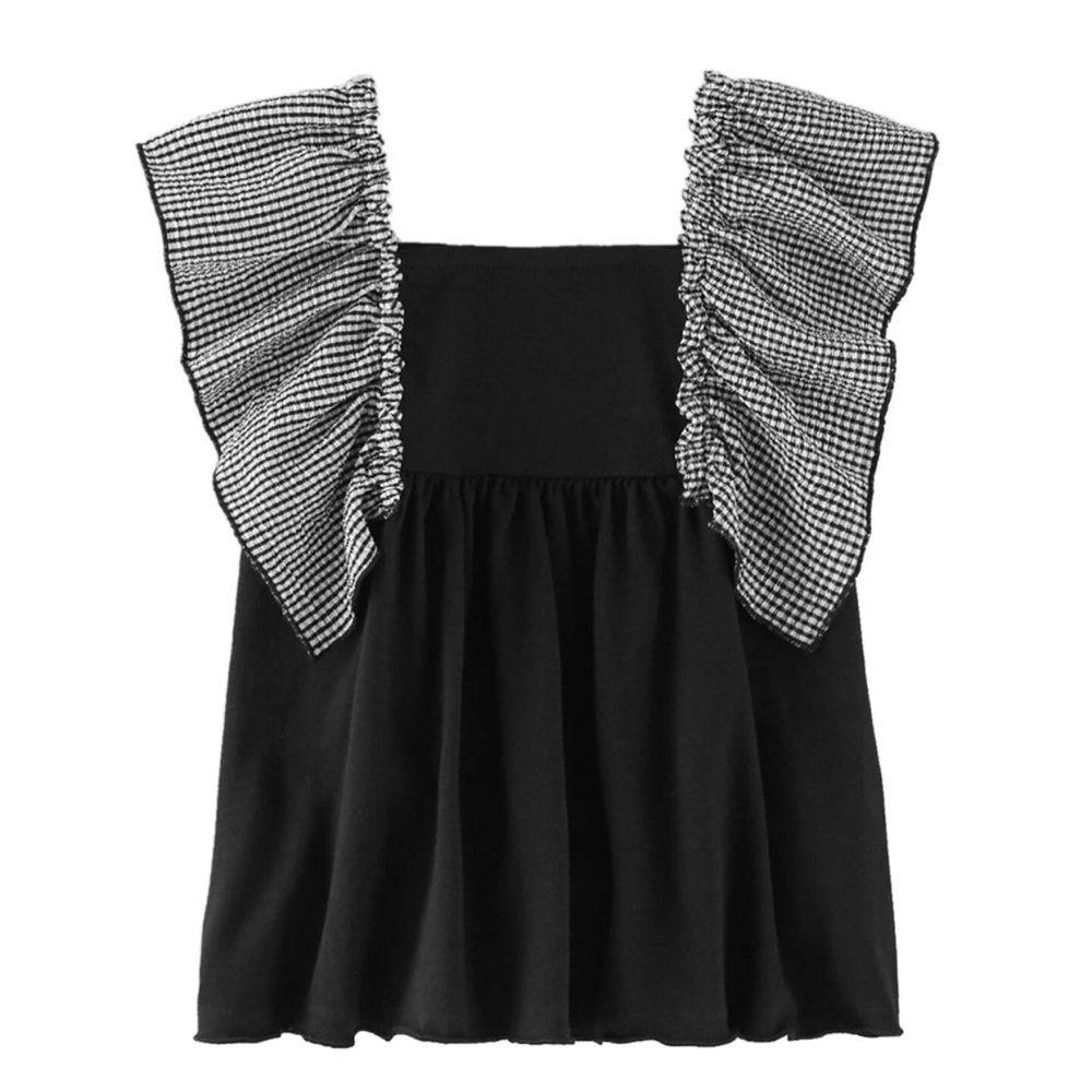- Zara Gingham Ruffle Oversized Top